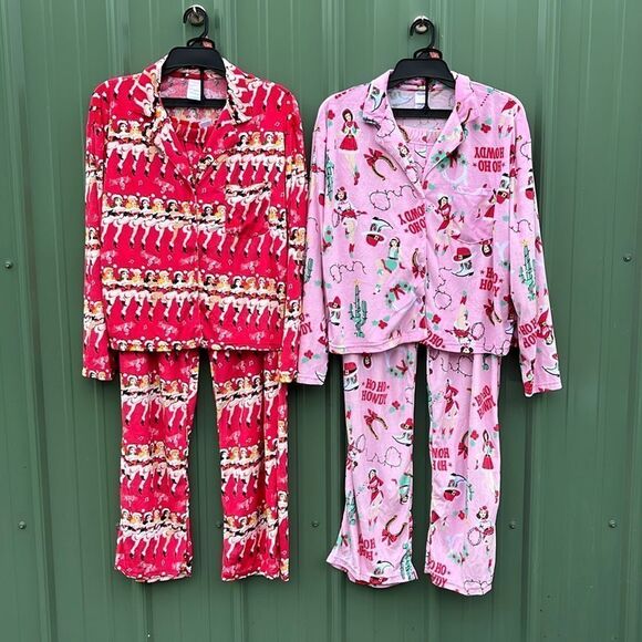 Velour Notch Collar Pajama Top & Pants Lounge Sleep 2, 2-Piece Sets Size M - Picture 1 of 10